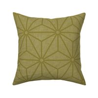 08 Geometric Stars- Japanese Hemp Leaves- Asanoha- Linen Texture on Moss Green Background- Petal Solids Coordinate- Large- Fall- Autumn Leaves- Earthy Green Wallpaper