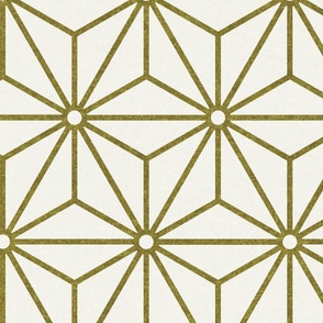 08 Geometric Stars- Japanese Hemp Leaves- Asanoha- Moss Green on Off White Background- Petal Solids Coordinate- Extra Large- Fall- Autumn Leaves- Earthy Green Wallpaper