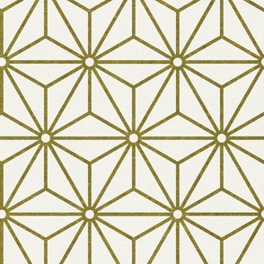 08 Geometric Stars- Japanese Hemp Leaves- Asanoha- Moss Green on Off White Background- Petal Solids Coordinate- Large- Fall- Autumn Leaves- Earthy Green Wallpaper
