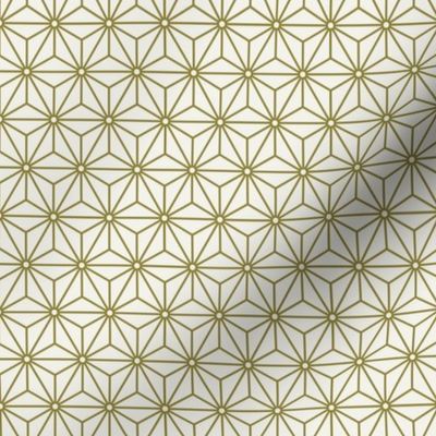 08 Geometric Stars- Japanese Hemp Leaves- Asanoha- Moss Green on Off White Background- Petal Solids Coordinate- sMini