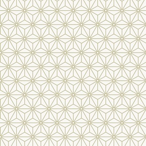 08 Geometric Stars- Japanese Hemp Leaves- Asanoha- Pastel Moss Green on Off White Background- Petal Solids Coordinate- Small