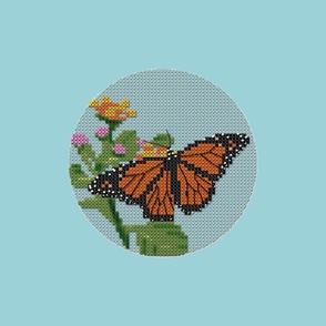 Cross Stitch Monarch Butterfly for Pillow