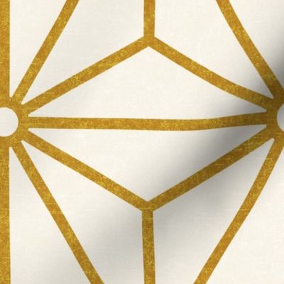 09 Geometric Stars- Japanese Hemp Leaves- Asanoha- Mustard Gold on Off White Background- Petal Solids Coordinate- Extra Large