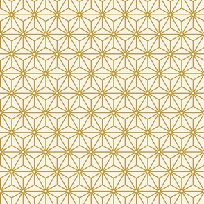 09 Geometric Stars- Japanese Hemp Leaves- Asanoha- Mustard Gold on Off White Background- Petal Solids Coordinate- Small