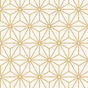 10 Geometric Stars- Japanese Hemp Leaves- Asanoha- Honey Gold on Off White Background- Petal Solids Coordinate- Medium
