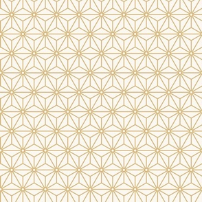 10 Geometric Stars- Japanese Hemp Leaves- Asanoha- Honey Gold on Off White Background- Petal Solids Coordinate- Small