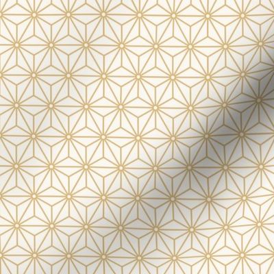 10 Geometric Stars- Japanese Hemp Leaves- Asanoha- Honey Gold on Off White Background- Petal Solids Coordinate- sMini