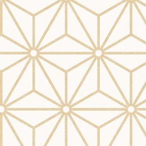 10 Geometric Stars- Japanese Hemp Leaves- Asanoha- Pastel Honey Gold on Off White Background- Petal Solids Coordinate- Extra Large