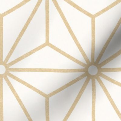 10 Geometric Stars- Japanese Hemp Leaves- Asanoha- Pastel Honey Gold on Off White Background- Petal Solids Coordinate- Large