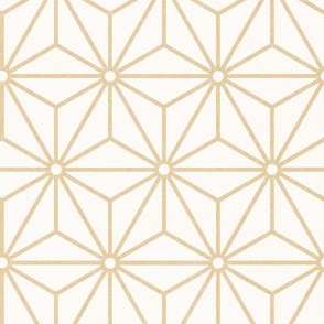 10 Geometric Stars- Japanese Hemp Leaves- Asanoha- Pastel Honey Gold on Off White Background- Petal Solids Coordinate- Large