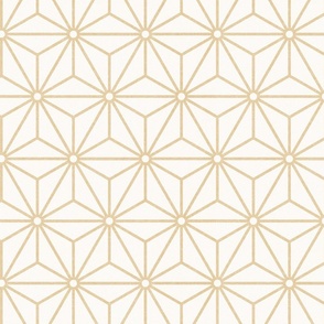 10 Geometric Stars- Japanese Hemp Leaves- Asanoha- Pastel Honey Gold on Off White Background- Petal Solids Coordinate- Medium