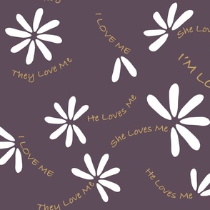 Daisy Flowers Queer Lettering - White on Purple - 21 x 18"