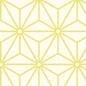 11 Geometric Stars- Japanese Hemp Leaves- Asanoha- Buttercup Yellow on Off White Background- Petal Solids Coordinate- Extra Large