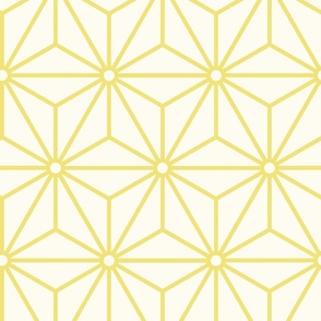 11 Geometric Stars- Japanese Hemp Leaves- Asanoha- Buttercup Yellow on Off White Background- Petal Solids Coordinate- Large