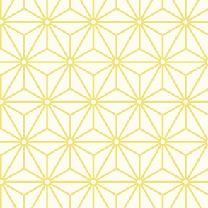 11 Geometric Stars- Japanese Hemp Leaves- Asanoha- Buttercup Yellow on Off White Background- Petal Solids Coordinate- Medium