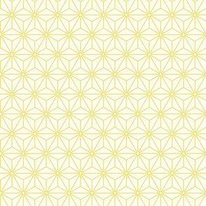 11 Geometric Stars- Japanese Hemp Leaves- Asanoha- Buttercup Yellow on Off White Background- Petal Solids Coordinate- Small