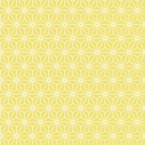 11 Geometric Stars- Japanese Hemp Leaves- Asanoha- White on Buttercup Yellow Background- Petal Solids Coordinate- Small