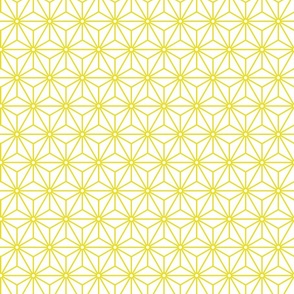 12 Geometric Stars- Japanese Hemp Leaves- Asanoha- Lemon Lime Yellow on Off White Background- Petal Solids Coordinate- Small