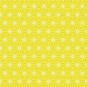 12 Geometric Stars- Japanese Hemp Leaves- Asanoha- White on Lemon Lime Yellow Background- Petal Solids Coordinate- Small