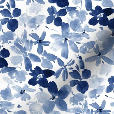 Indigo dolce bloom in royal garden - watercolor florals - painted flowers - wild flowers nature bouquet a993-15