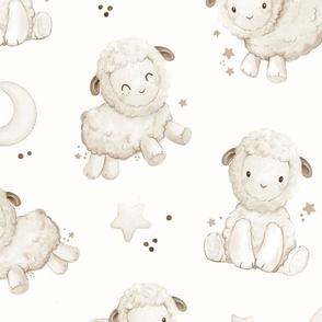 One two sheep - white - wallpaper