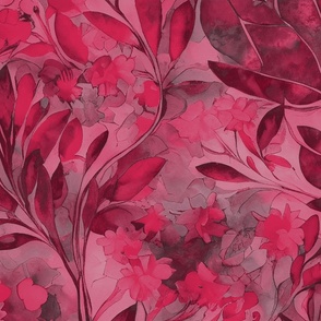 Loose Floral Watercolor Art Viva Magenta Red