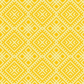 Family Unit - Golden Yellow White Light Pattern - Ukrainian Ornament - Folk Geometric Ancient Slavic Obereg - Large