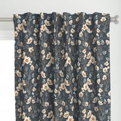 Leah Floral Japanese Anemone - Leah Floral - midnight blue