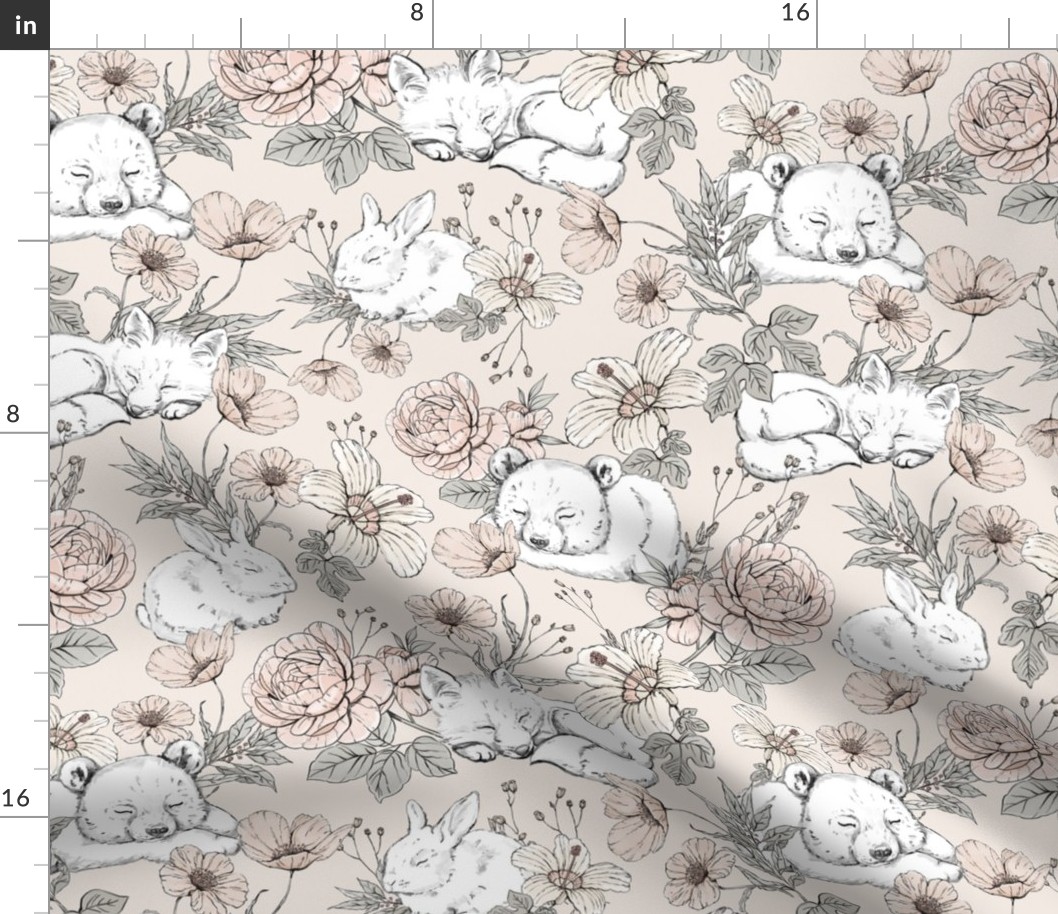 Sleeping Woodland - beige - LARGE