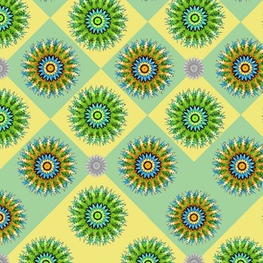 Checkerboard Swivel Florals - Yellow