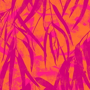 abstract leaves - pink & orange - large