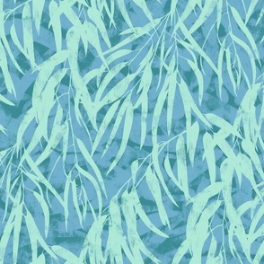 abstract leaves - green & blue