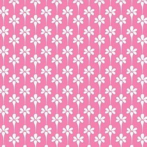 geometric stylised floral stripe in pink and white