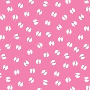 small tossed scattered leaves in pink and white