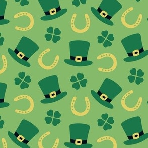 Cute Saint Patrick hat shamrocks clovers horseshoe
