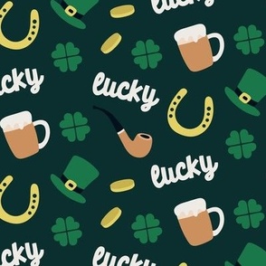 Lucky Saint Patrick horseshoe hat pipe coins