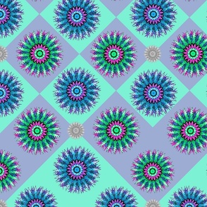 Checkerboard Swivel Florals - Blue Purple