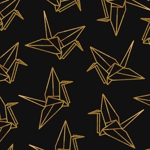 Origami Cranes on black background 