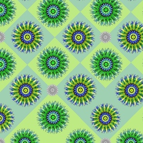 Checkerboard Swivel Florals - Green