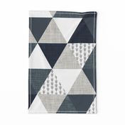 6" triangle wholecloth: slate, navy, gray triangles