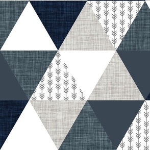 6" triangle wholecloth: slate, navy, gray triangles