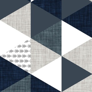 rotated 6" triangle wholecloth: slate, navy, gray triangles