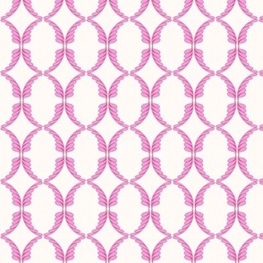 leaf geometric circles in pink and cream small scale for fabric