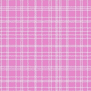 soft check wobbly lines bright pink and white