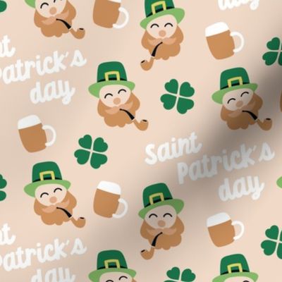 Cute Saint Patrick Irish gentleman shamrocks clovers beer