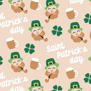 Cute Saint Patrick Irish gentleman shamrocks clovers beer