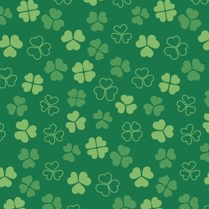 Lucky green shamrocks four-leaf clovers 