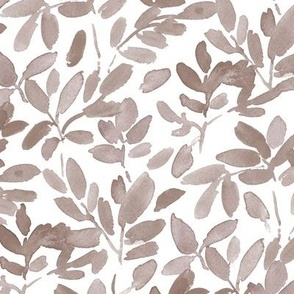 taupe wild forest - watercolor leaves - painted nature for modern home decor bedding wallpaper b094-9