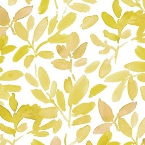 golden wild forest - watercolor yellow leaves - painted nature for modern home decor bedding wallpaper b094-10