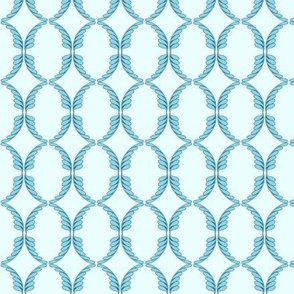 leaf geometric circles in teal green small scale for fabric